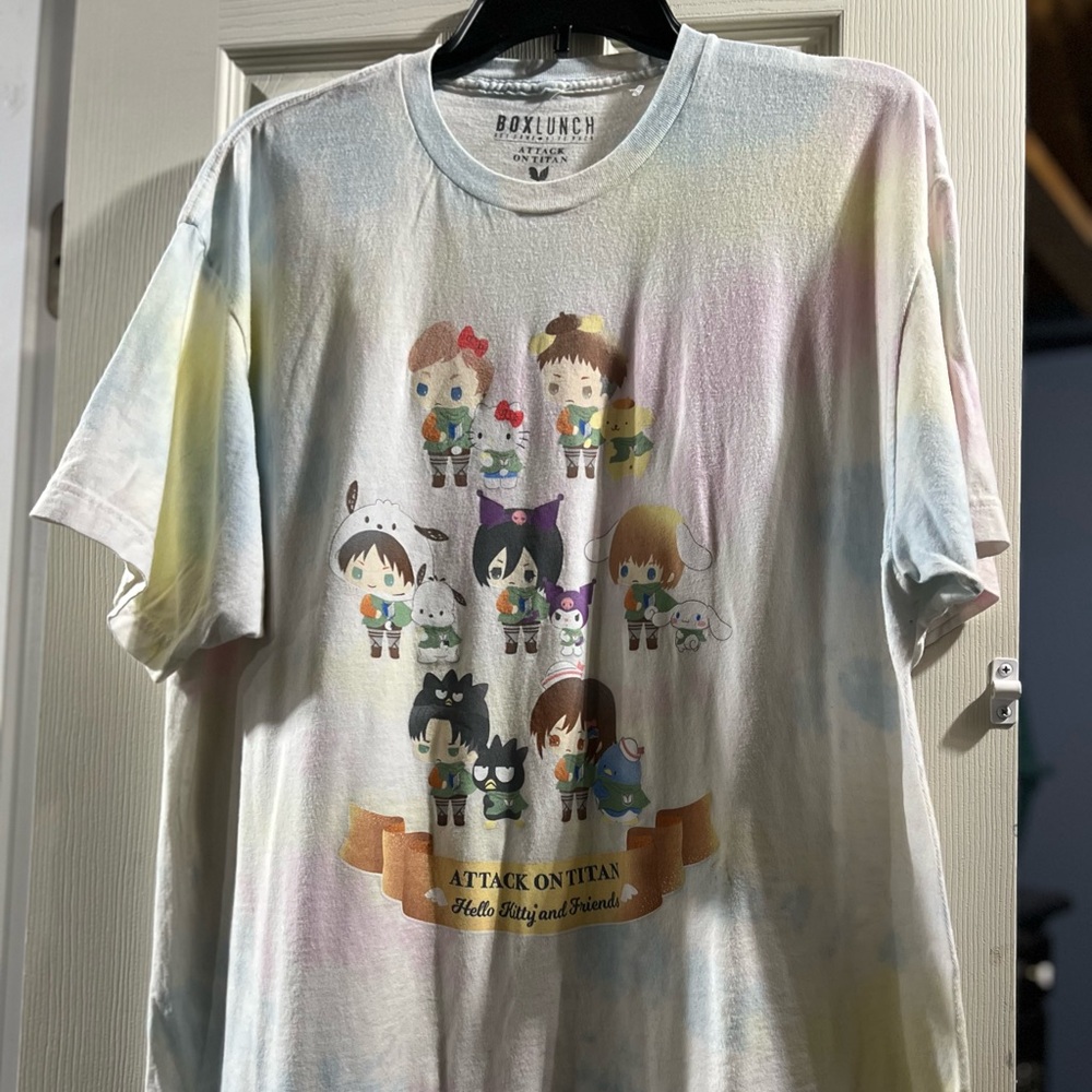 BoxLunch Pastel Tie-Dye Hello Kitty X Attack on Titan Women's Tee